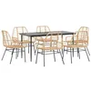 Image de vidaXL Ensemble à Manger Jardin 7pcs Marron Poly rotin Verre, Ensemble de Salle à Manger d'extérieur, Meuble de Salle à Manger de Jardin, Table et chaises de Jardin