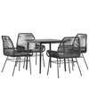 Image de vidaXL Ensemble à Manger de Jardin et Coussins 5 pcs Noir rotin Verre, Ensemble de Salle à Manger d'extérieur, Meuble de Salle à Manger de Jardin, Table et chaises de Jardin