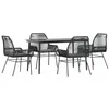 Image de vidaXL Ensemble à Manger de Jardin et Coussins 5 pcs Noir rotin Verre