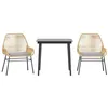 Image de vidaXL Ensemble à Manger Jardin Coussins 3pcs Marron Poly rotin Verre, Ensemble à Manger d'extérieur, Meuble à Manger de Jardin, Table et chaises de Jardin