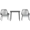 Image de vidaXL Ensemble à Manger Jardin Coussins 3 pcs Gris Poly rotin Verre, Ensemble à Manger d'extérieur, Meuble à Manger de Jardin, Table et chaises de Jardin
