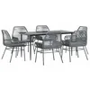 Image de vidaXL Ensemble à Manger Jardin Coussins 7 pcs Gris Poly rotin Verre, Ensemble de Salle à Manger d'extérieur, Meuble de Salle à Manger de Jardin, Table et chaises de Jardin