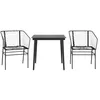 Image de vidaXL Ensemble à Manger de Jardin 3 pcs Noir résine tressée Verre