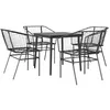 Image de vidaXL Ensemble à Manger de Jardin 5 pcs Noir résine tressée Verre