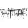 Image de vidaXL Ensemble à Manger de Jardin 5 pcs Noir résine tressée Verre