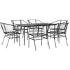 Image de vidaXL Ensemble à Manger de Jardin 7pcs Noir Poly rotin Verre