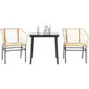 Image de vidaXL Ensemble à manger de jardin 3pcs marron résine tressée verre