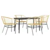 Image de vidaXL Ensemble à Manger Jardin 5pcs Marron Poly rotin Verre