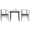 Image de vidaXL Ensemble à Manger de Jardin et Coussins 3 pcs Noir rotin Verre