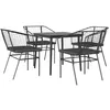 Image de vidaXL Ensemble à Manger de Jardin et Coussins 5 pcs Noir rotin Verre