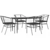 Image de vidaXL Ensemble à Manger de Jardin et Coussins 5 pcs Noir rotin Verre