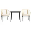 Image de vidaXL Ensemble à Manger Jardin Coussins 3pcs Marron Poly rotin Verre