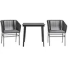 Image de vidaXL Ensemble à Manger de Jardin et Coussins 3 pcs Noir rotin Verre