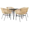 Image de vidaXL Ensemble à Manger Jardin Coussins 5pcs Marron Poly rotin Verre