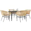 Image de vidaXL Ensemble à manger jardin coussins 5pcs marron poly rotin verre