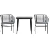 Image de vidaXL Ensemble à Manger Jardin Coussins 3 pcs Gris Poly rotin Verre