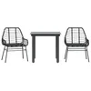Image de vidaXL Ensemble à Manger de Jardin 3 pcs Noir résine tressée Verre