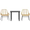 Image de vidaXL Ensemble à Manger de Jardin 3pcs Marron résine tressée Verre
