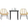 Image de vidaXL Ensemble à manger de jardin 3pcs marron résine tressée verre