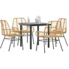Image de vidaXL Ensemble à manger jardin 5pcs marron poly rotin verre