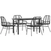 Image de vidaXL Ensemble à Manger de Jardin et Coussins 5 pcs Noir rotin Verre, Ensemble à Manger d'extérieur, Meuble à Manger de Jardin, Table et chaises de Jardin