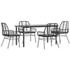 Image de vidaXL Ensemble à Manger de Jardin et Coussins 5 pcs Noir rotin Verre, Ensemble à Manger d'extérieur, Meuble à Manger de Jardin, Table et chaises de Jardin