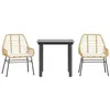Image de vidaXL Ensemble à Manger Jardin Coussins 3pcs Marron Poly rotin Verre