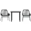 Image de vidaXL Ensemble à Manger de Jardin et Coussins 3 pcs Noir rotin Verre