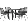 Image de vidaXL Ensemble à Manger de Jardin et Coussins 5 pcs Noir rotin Verre, Ensemble à Manger d'extérieur, Meuble à Manger de Jardin, Table et chaises de Jardin