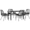 Image de vidaXL Ensemble à Manger de Jardin et Coussins 5 pcs Noir rotin Verre, Ensemble à Manger d'extérieur, Meuble à Manger de Jardin, Table et chaises de Jardin