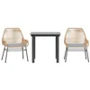 Image de vidaXL Ensemble à Manger Jardin Coussins 3pcs Marron Poly rotin Verre