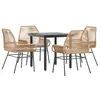 Image de vidaXL Ensemble à Manger Jardin Coussins 5pcs Marron Poly rotin Verre