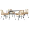 Image de vidaXL Ensemble à Manger Jardin Coussins 5pcs Marron Poly rotin Verre
