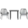 Image de vidaXL Ensemble à Manger Jardin Coussins 3 pcs Gris Poly rotin Verre