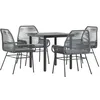 Image de vidaXL Ensemble à Manger Jardin Coussins 5 pcs Gris Poly rotin Verre