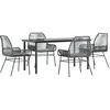 Image de vidaXL Ensemble à Manger Jardin Coussins 5 pcs Gris Poly rotin Verre
