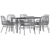 Image de vidaXL Ensemble à Manger Jardin Coussins 7 pcs Gris Poly rotin Verre