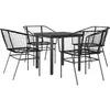 Image de vidaXL Ensemble à Manger de Jardin 5 pcs Noir résine tressée Verre