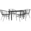 Image de vidaXL Ensemble à Manger de Jardin 5 pcs Noir résine tressée Verre, Ensemble de Salle à Manger d'extérieur, Meuble de Salle à Manger de Jardin, Table et chaises de Jardin