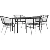 Image de vidaXL Ensemble à Manger de Jardin 5 pcs Noir résine tressée Verre, Ensemble de Salle à Manger d'extérieur, Meuble de Salle à Manger de Jardin, Table et chaises de Jardin