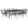 Image de vidaXL Ensemble à Manger de Jardin 9pcs Noir Poly rotin Verre