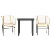 Image de vidaXL Ensemble à Manger de Jardin 3pcs Marron résine tressée Verre, Ensemble de Salle à Manger d'extérieur, Meuble de Salle à Manger de Jardin, Table et chaises de Salle à Manger de Jardin