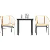 Image de vidaXL Ensemble à manger de jardin 3pcs marron résine tressée verre