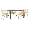 Image de vidaXL Ensemble à Manger Jardin 5pcs Marron Poly rotin Verre, Ensemble de Salle à Manger d'extérieur, Meuble de Salle à Manger de Jardin, Table et chaises de Jardin