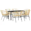 Image de vidaXL Ensemble à Manger Jardin 7pcs Marron rpoly otin Verre, Ensemble de Salle à Manger d'extérieur, Meuble de Salle à Manger de Jardin, Table et chaises de Jardin