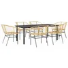Image de vidaXL Ensemble à Manger Jardin 7pcs Marron rpoly otin Verre, Ensemble de Salle à Manger d'extérieur, Meuble de Salle à Manger de Jardin, Table et chaises de Jardin