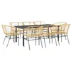 Image de vidaXL Ensemble à Manger de Jardin 9 pcs Marron résine tressée Verre, Ensemble de Salle à Manger d'extérieur, Meuble de Salle à Manger de Jardin, Table et chaises de Jardin
