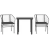 Image de vidaXL Ensemble à Manger de Jardin et Coussins 3 pcs Noir rotin Verre, Ensemble de Salle à Manger d'extérieur, Meuble de Salle à Manger de Jardin, Table et chaises de Salle à Manger de Jardin