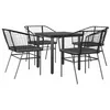 Image de vidaXL Ensemble à Manger de Jardin et Coussins 5 pcs Noir rotin Verre