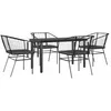 Image de vidaXL Ensemble à Manger de Jardin et Coussins 5 pcs Noir rotin Verre, Ensemble de Salle à Manger d'extérieur, Meuble de Salle à Manger de Jardin, Table et chaises de Jardin